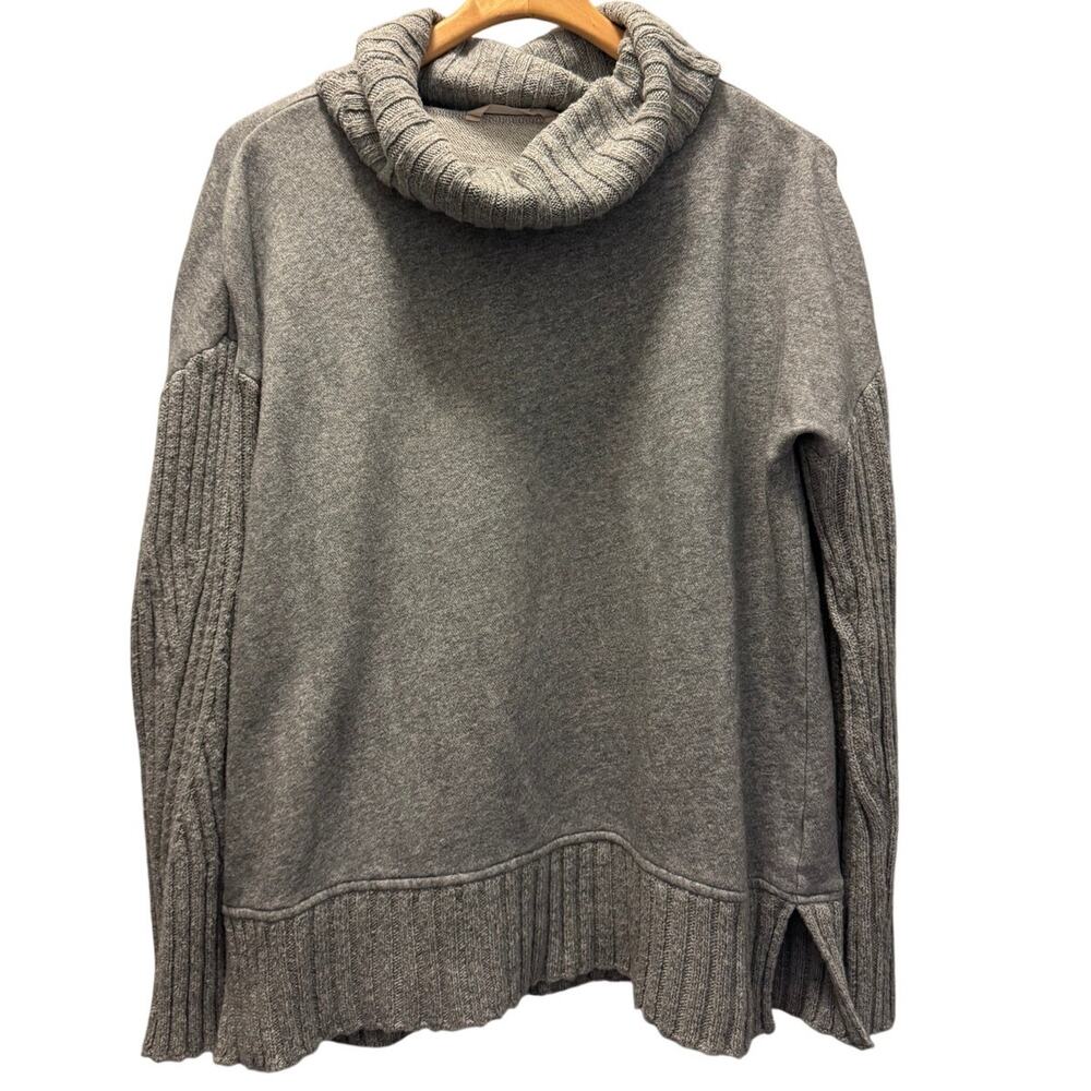 Soft Surroundings Women's Gray Cotton Cowl Neck Pullover Sweaters Top M Medium